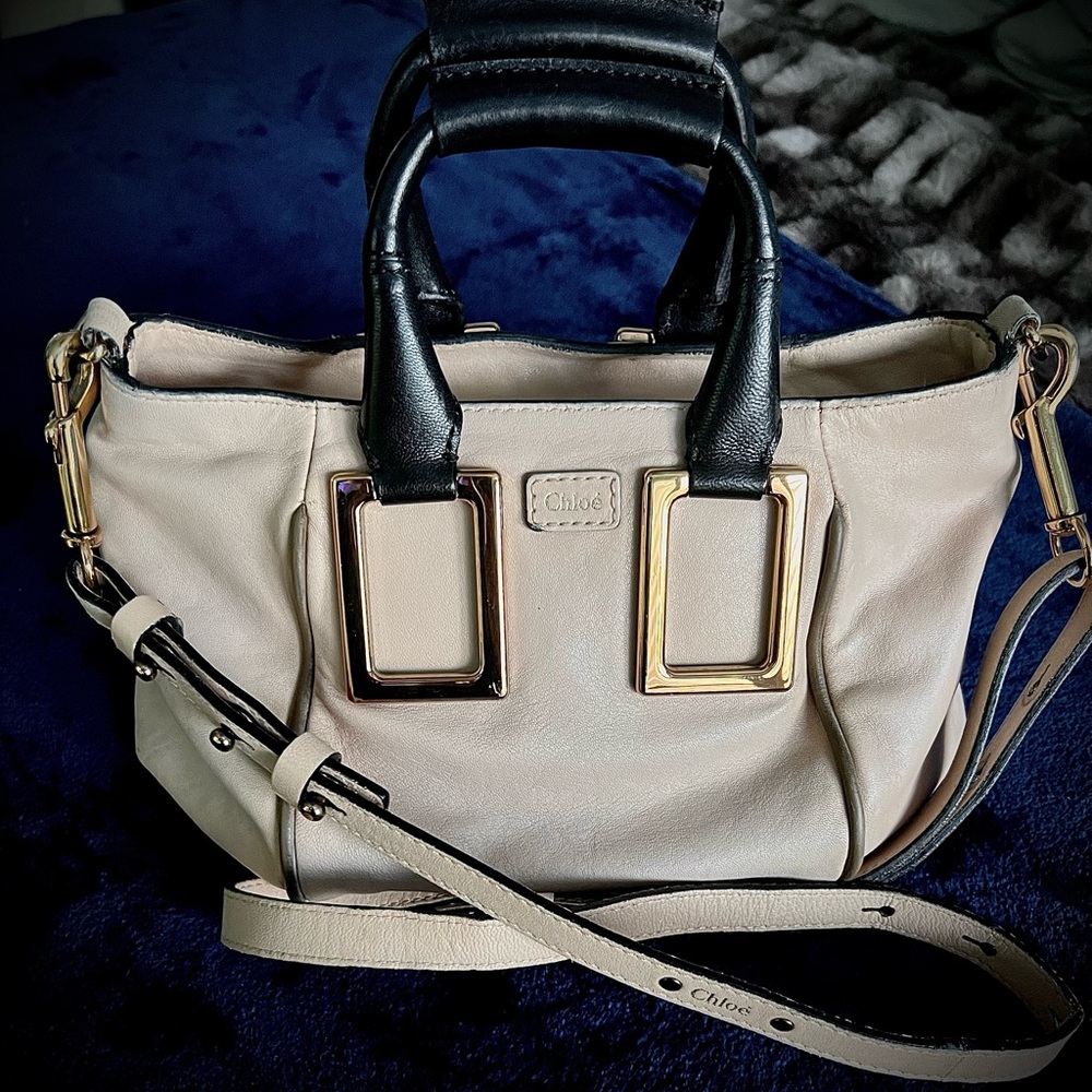 Chloe” Ethel Mini”light peachy cream/black/ taupe
trimming/Nice/DB/🤩